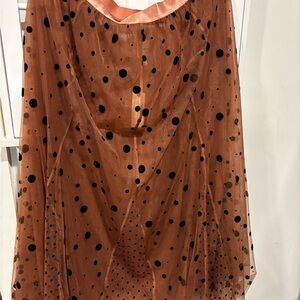 Anthropologie Black Polka Dot Brown A-Line Skirt